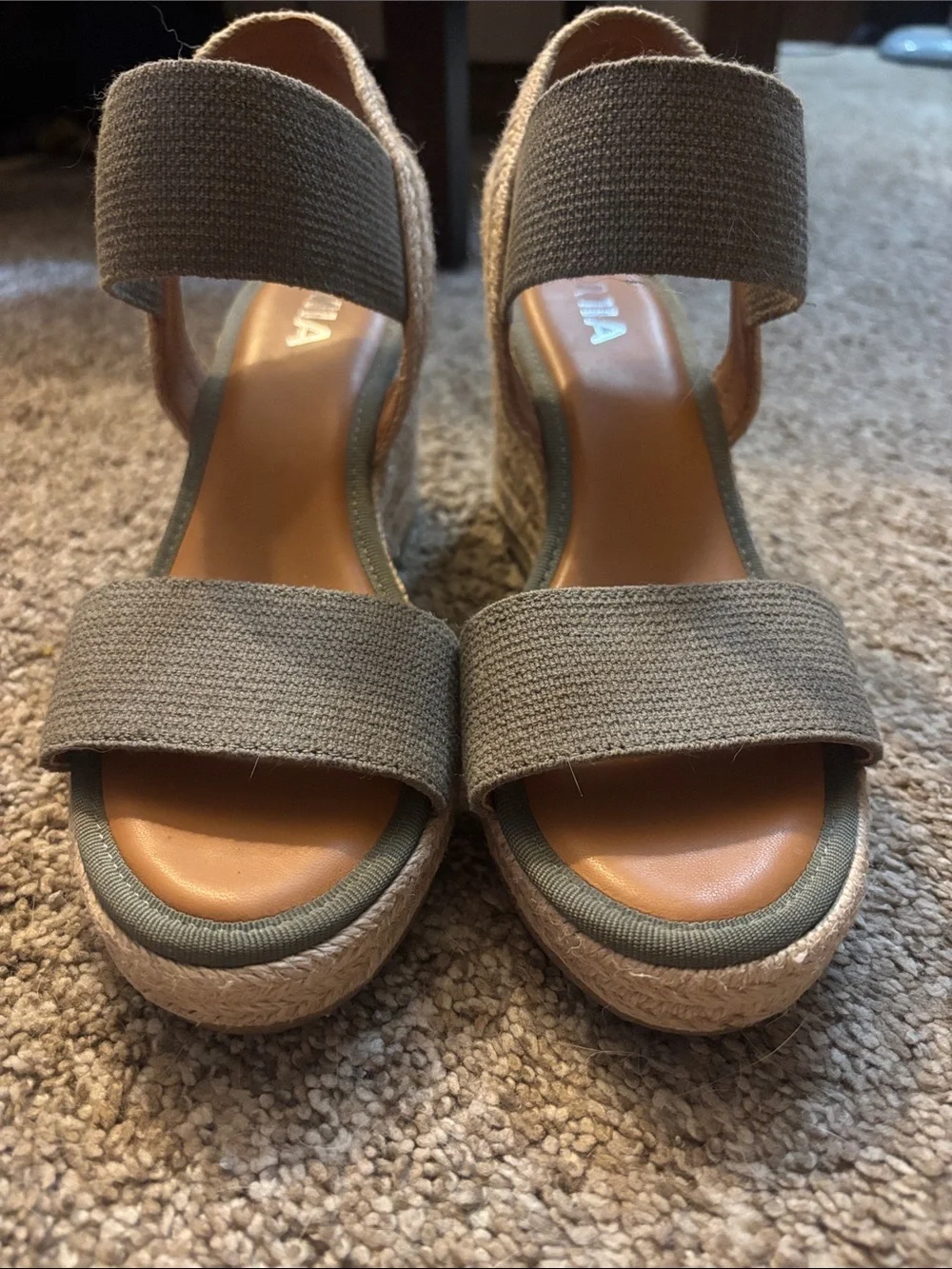 MIA Olive Canvas Espadrille Wedge Sandals